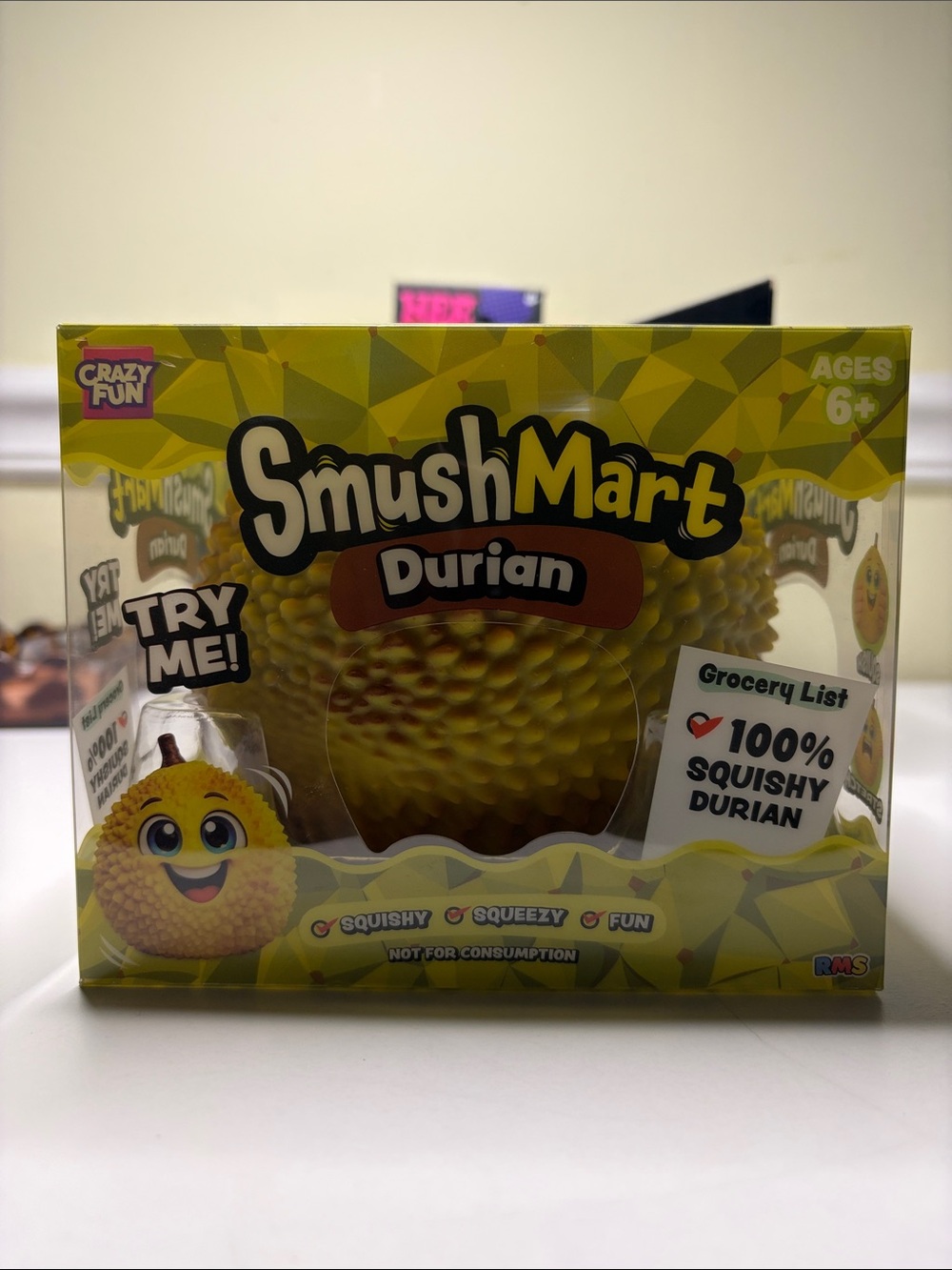 Smush Mart Durian Squishy 💛 Viral Fruit Sensory Fidget Toy